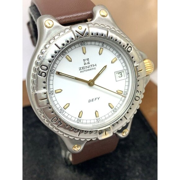 Zenith Defy Men's Watch Swiss Automatic White Dial Date Brown Leather Band 38mm - Picture 13 of 14